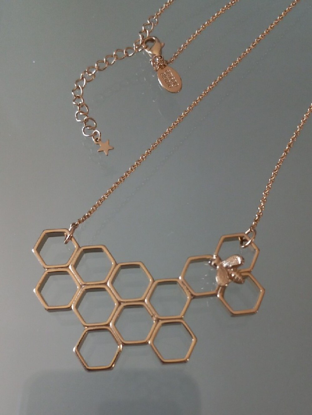 Amano Studio Gold Tone Honeycomb Bee Statement Necklace 19"-21"